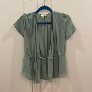 Sage chiffon wrap blouse